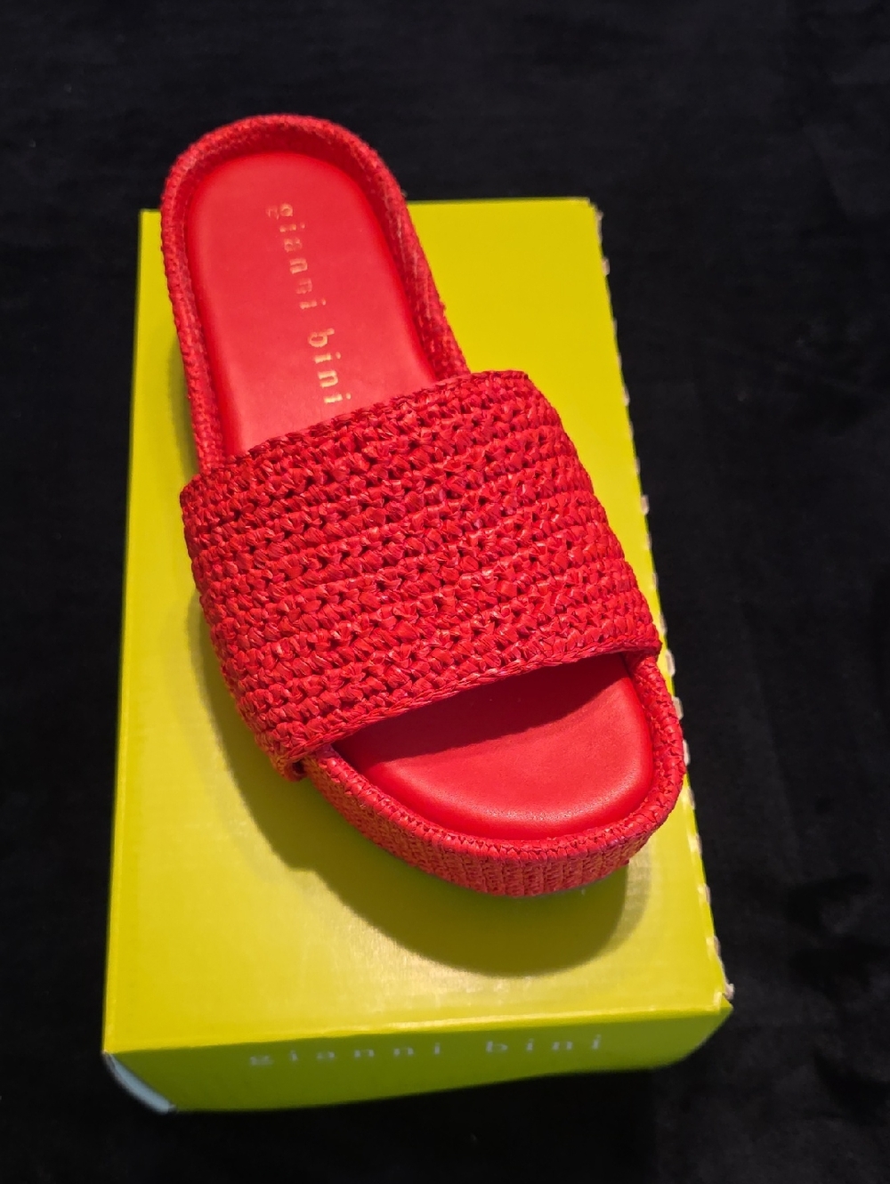 Gianni Bini Bright Red Woven Slide Mule
